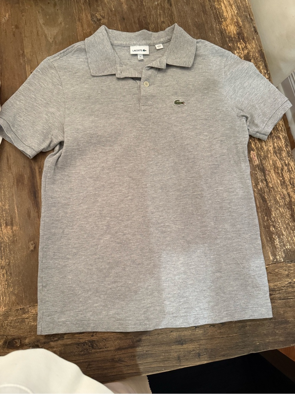Lacoste Kids Light Gray Polo with Crocodile Emblem